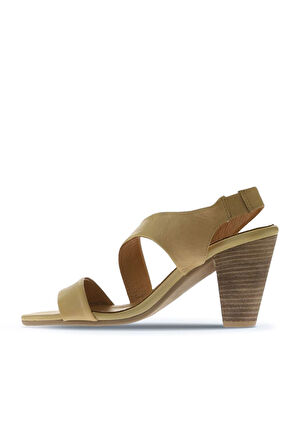 Bueno Shoes Sarı Deri Kadın Topuklu Sandalet 01ws6700