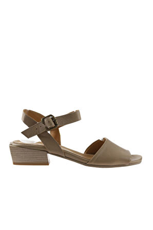 Bueno Shoes Vizon Deri Kadın Topuklu Sandalet 01ws7504