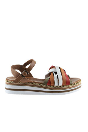 Bueno Shoes Haki Multi Deri Kadın Düz Sandalet 01wu0405