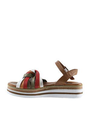 Bueno Shoes Haki Multi Deri Kadın Düz Sandalet 01wu0405