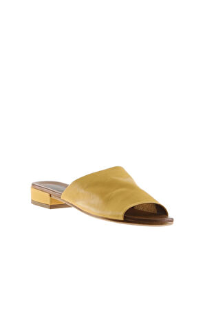 Bueno Shoes Sarı Deri Kadın Düz Terlik 01wu3100
