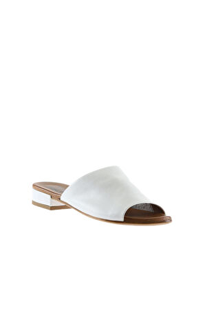 Bueno Shoes Beyaz Deri Kadın Düz Terlik 01wu3100