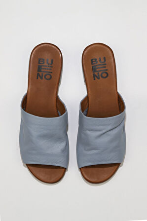 Bueno Shoes Mavi Deri Kadın Düz Terlik 01wu3100