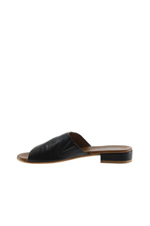 Bueno Shoes Siyah Khv-bej Deri Kadın Düz Terlik 01wu3100