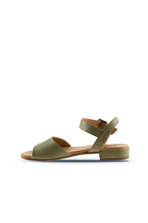 Bueno Shoes Haki Deri Kadın Düz Sandalet 01wu3101