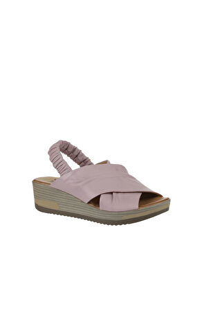 Bueno Shoes Pembe Deri Kadın Dolgu Topuklu Sandalet 01wu5700