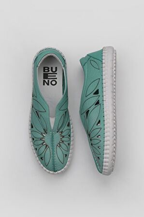 Bueno Shoes Yeşil Flotter Deri Kadın Günlük Ayakkabı 01wq0402