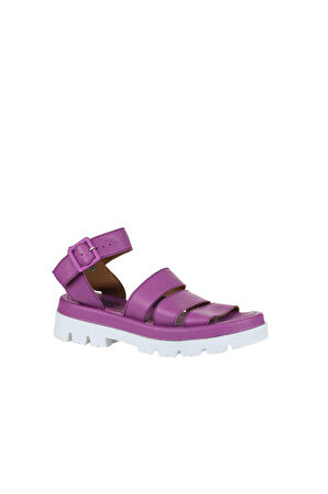 Bueno Shoes Lila Deri Kadın Dolgu Topuklu Sandalet 01wu7305