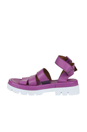 Bueno Shoes Lila Deri Kadın Dolgu Topuklu Sandalet 01wu7305