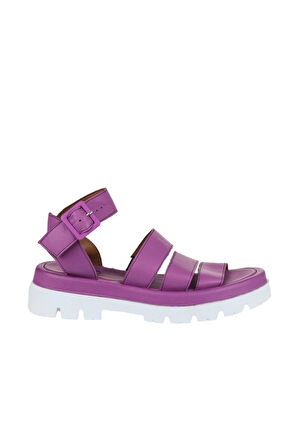 Bueno Shoes Lila Deri Kadın Dolgu Topuklu Sandalet 01wu7305
