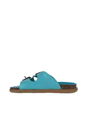 Bueno Shoes Turkuaz Nubuk Kadın Düz Terlik 01ws11001