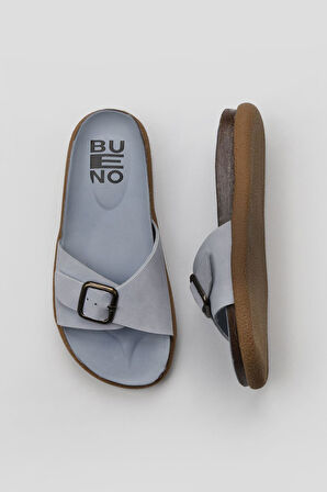 Bueno Shoes Mavi Nubuk Kadın Düz Terlik 01ws11003