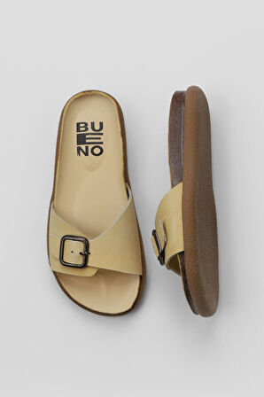 Bueno Shoes Sarı Nubuk Kadın Düz Terlik 01ws11003