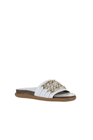 Bueno Shoes Beyaz Deri Kadın Düz Terlik 01wu4708