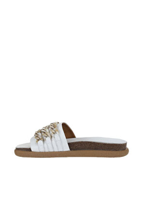 Bueno Shoes Beyaz Deri Kadın Düz Terlik 01wu4708
