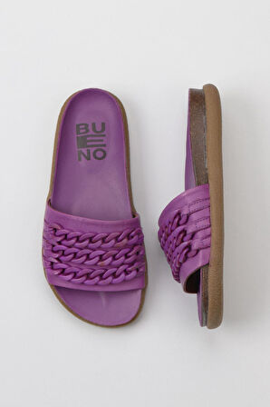 Bueno Shoes Lila Deri Kadın Düz Terlik 01wu4708