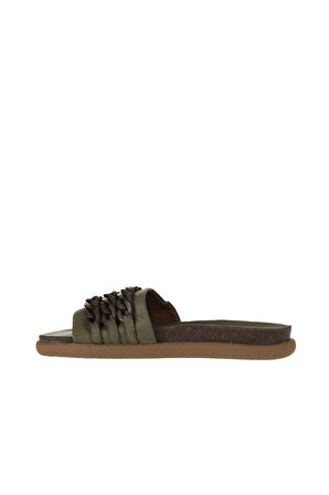 Bueno Shoes Haki Deri Kadın Düz Terlik 01wu4708