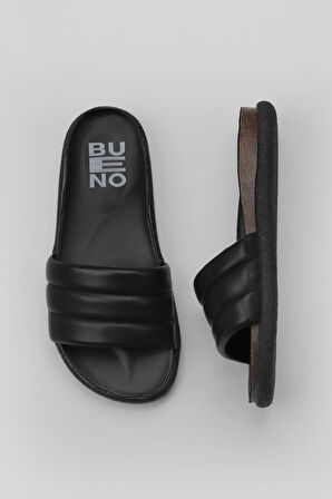 Bueno Shoes Siyah Deri Kadın Düz Terlik 01wu4710
