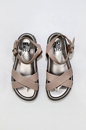 Bueno Shoes Gri Deri Kadın Sandalet 01wu5830