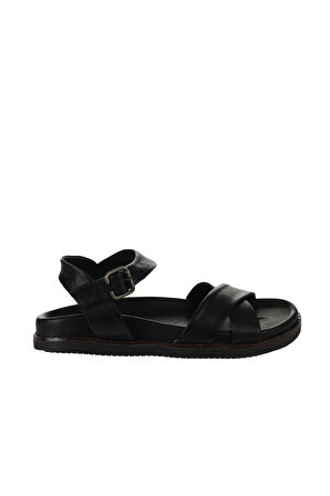 Bueno Shoes Siyah Deri Kadın Sandalet 01wu5830