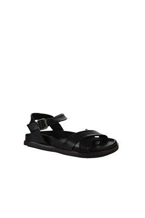 Bueno Shoes Siyah Deri Kadın Sandalet 01wu5830