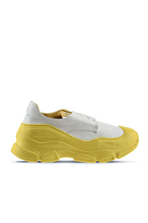 Bueno Shoes Beyaz Sarı Deri Kadın Dolgu Topuklu Spor Ayakkabı 01wu10900