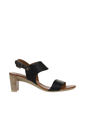 Bueno Shoes Siyah Deri Kadın Topuklu Sandalet 01wu11100