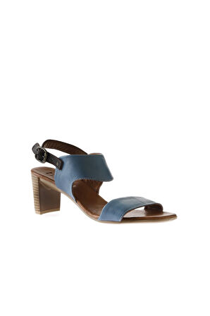 Bueno Shoes Mavi Deri Kadın Topuklu Sandalet 01wu11100