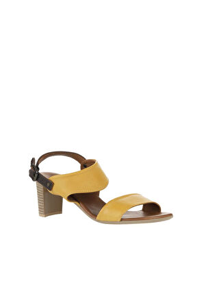 Bueno Shoes Sarı Deri Kadın Topuklu Sandalet 01wu11100