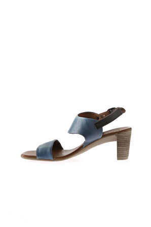 Bueno Shoes Mavi Deri Kadın Topuklu Sandalet 01wu11100