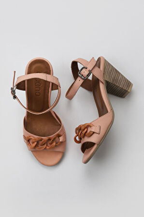 Bueno Shoes Pudra Deri Kadın Topuklu Sandalet 01wu11200