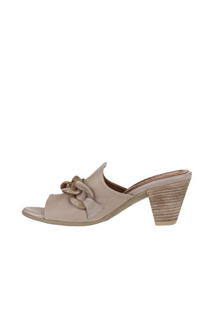 Bueno Shoes Gri Deri Kadın Topuklu Terlik 01wu11300