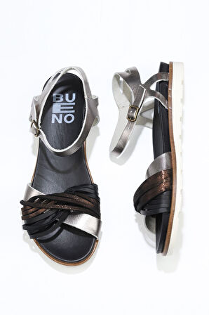 Bueno Shoes Siyah Multi Deri Kadın Sandalet 01wu2403