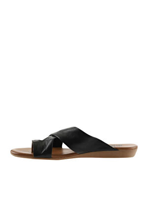 Bueno Shoes Siyah Khv-bej Deri Kadın Parmak Arası Terlik 01wu7428