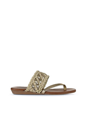 Bueno Shoes Sarı Parlak Deri Kadın Parmak Arası Terlik 01wu7448