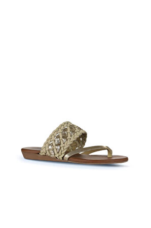 Bueno Shoes Sarı Parlak Deri Kadın Parmak Arası Terlik 01wu7448