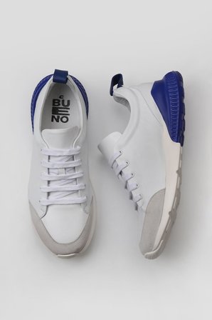 Bueno Shoes Beyaz Mavi Deri Erkek Spor Ayakkabı 01mq5500
