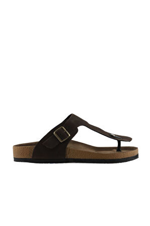 Bueno Shoes Kahverengi Nubuk Deri Erkek Parmak Arası Terlik 05mt101