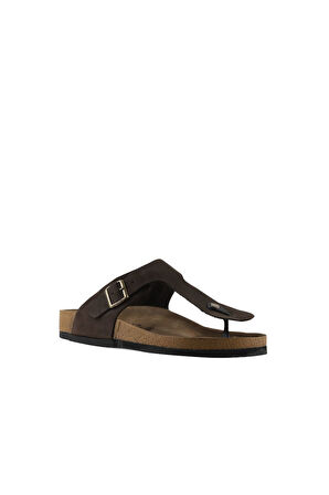 Bueno Shoes Kahverengi Nubuk Deri Erkek Parmak Arası Terlik 05mt101