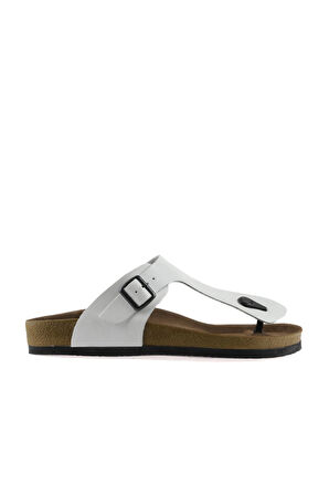 Bueno Shoes Beyaz Napa Deri Erkek Parmak Arası Terlik 05mt101
