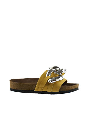 Bueno Shoes Sarı Nubuk Deri Kadın Düz Terlik 05wt066