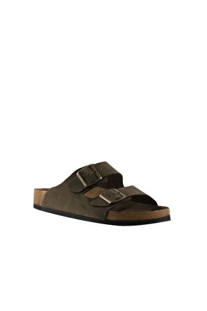 Bueno Shoes Haki Nubuk Deri Kadın Düz Terlik 05wt100