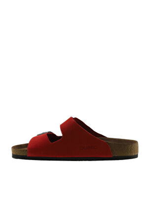 Bueno Shoes Kırmızı Nubuk Deri Kadın Düz Terlik 05wt100