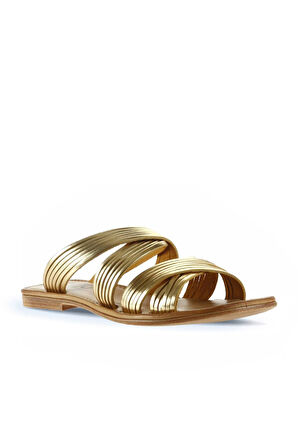 Bueno Shoes Sarı Parlak Deri Kadın Düz Terlik 01wu3422