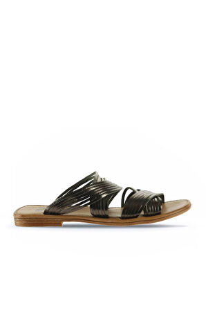 Bueno Shoes Haki Parlak Deri Kadın Düz Terlik 01wu3422