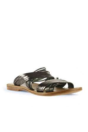 Bueno Shoes Haki Parlak Deri Kadın Düz Terlik 01wu3422