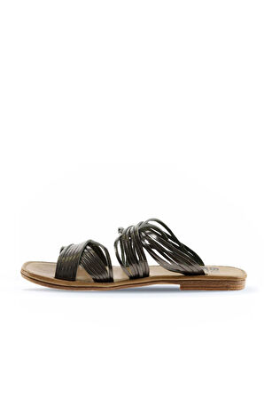 Bueno Shoes Haki Parlak Deri Kadın Düz Terlik 01wu3422