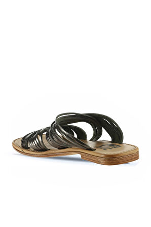 Bueno Shoes Haki Parlak Deri Kadın Düz Terlik 01wu3422