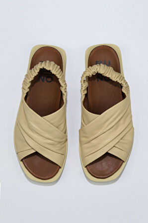 Bueno Shoes Sarı Açık Deri Kadın Sandalet 01wu3309
