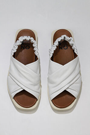 Bueno Shoes Beyaz Deri Kadın Sandalet 01wu3309